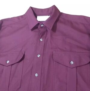 Filson Wool Flap Jacket Shacket Men Large Dark Red Button Shirt Gorp Outdoorsy